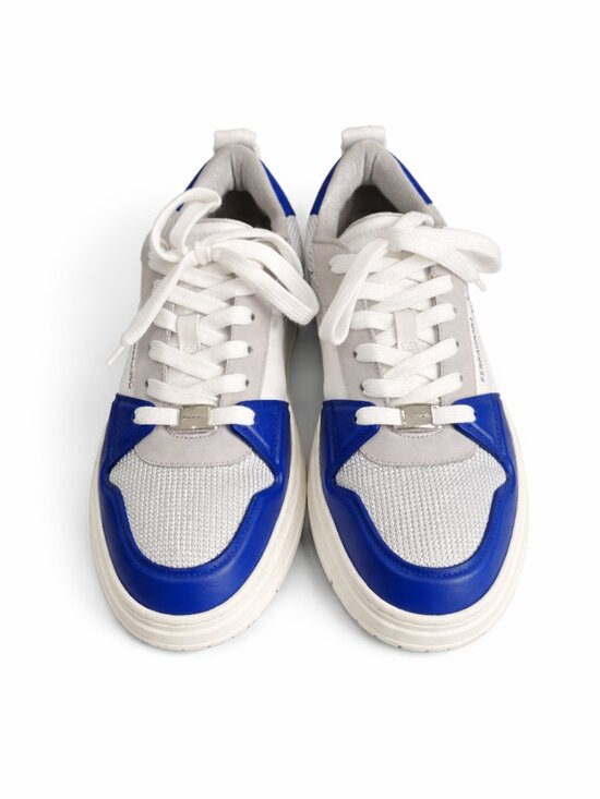 Salvatore Ferragamo Achille Panelled Sneakers Mens 7.5 White Blue Orange